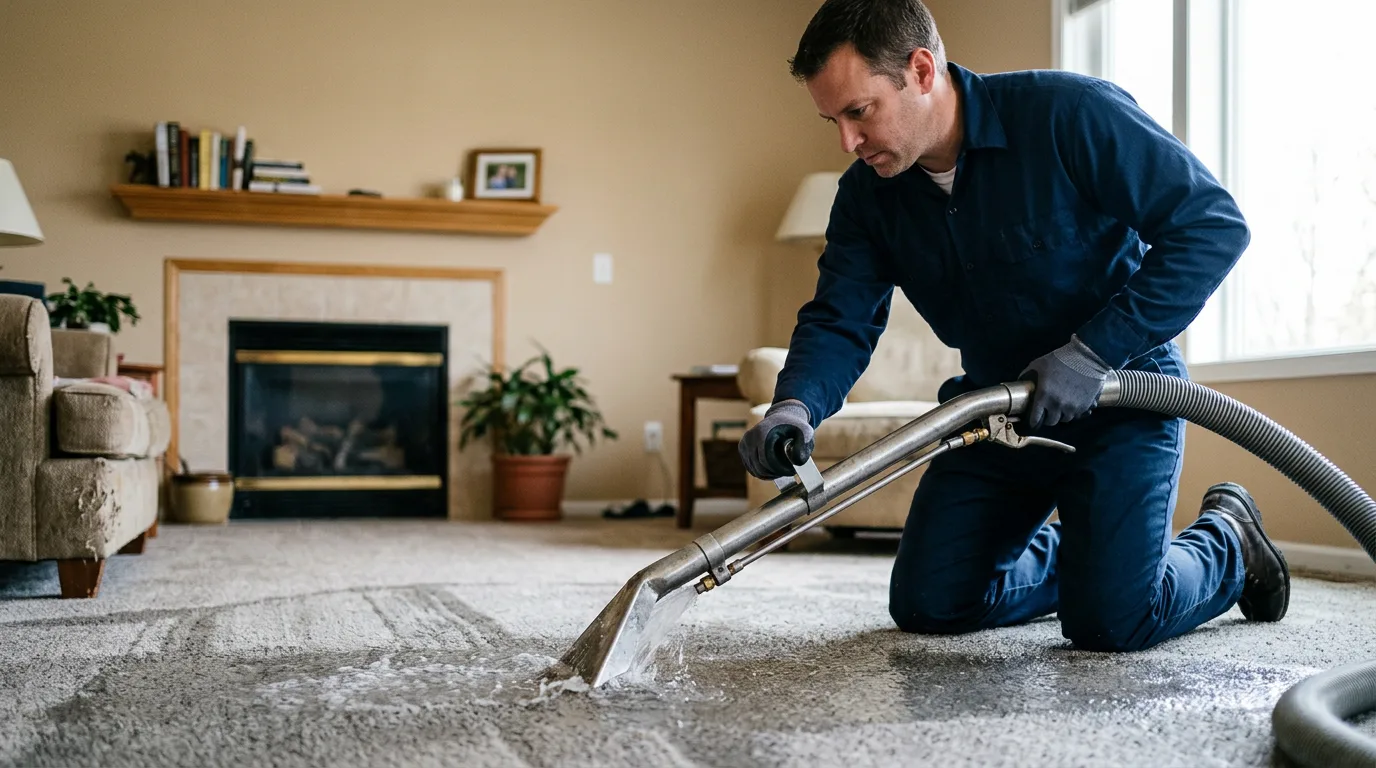 Water damage restoration technician working near Oxford, GA